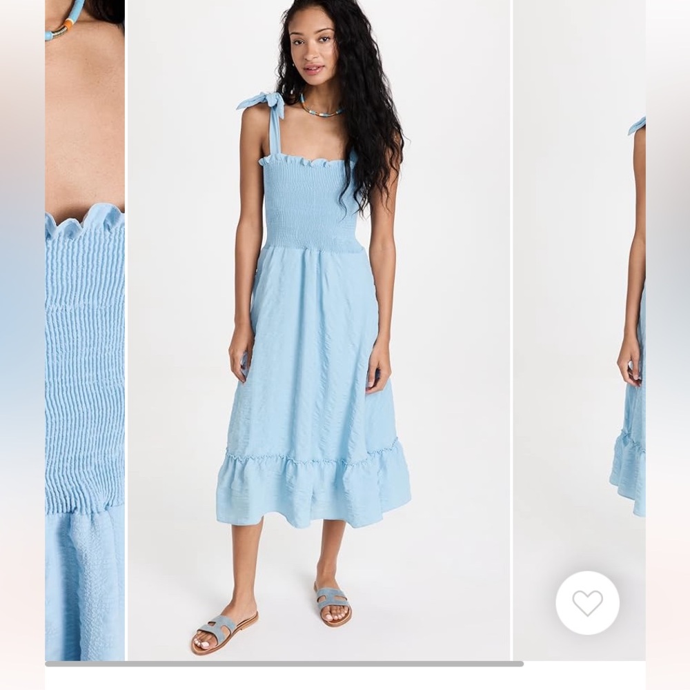 Light Blue Smocked Midi Dress